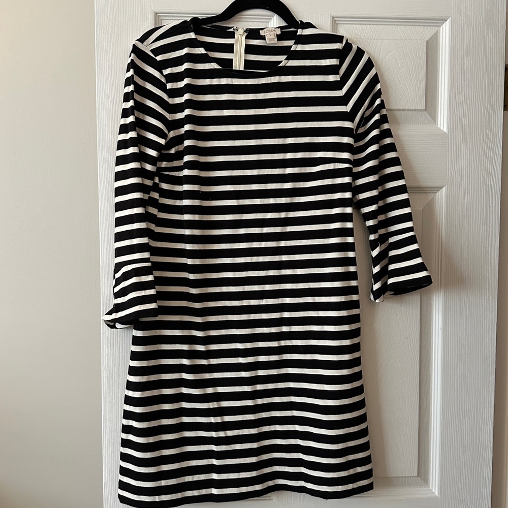J.Crew Factory A-Line Striped 3/4 Bell Sleeve Dress - SMALL